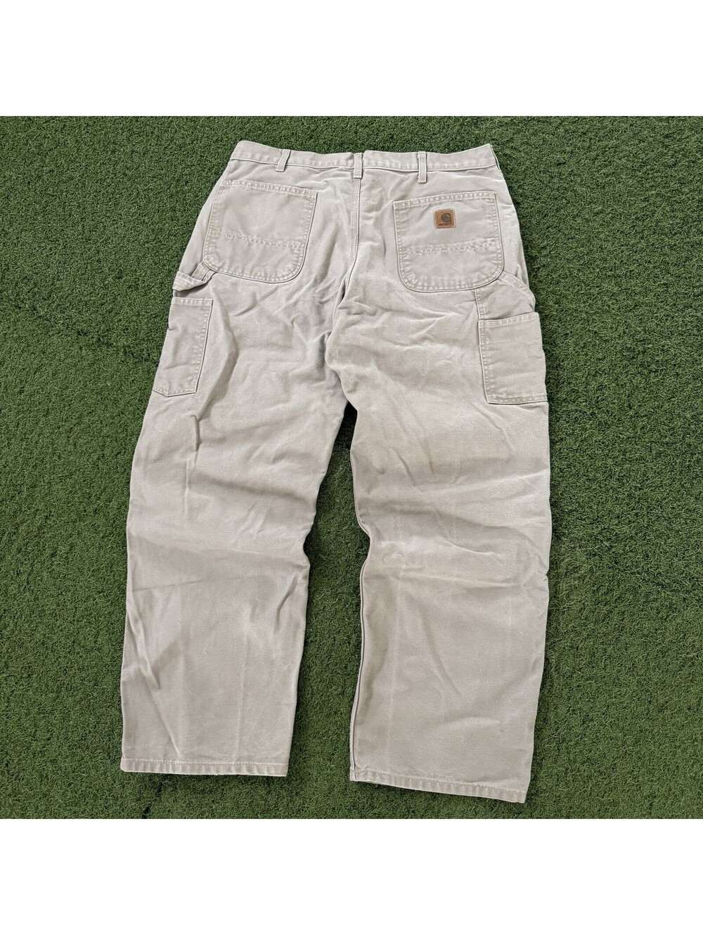 Carhartt B11 DES Men’s 35x30 Beige Canvas Carpenter Work Pants Dungaree Fit Y2K